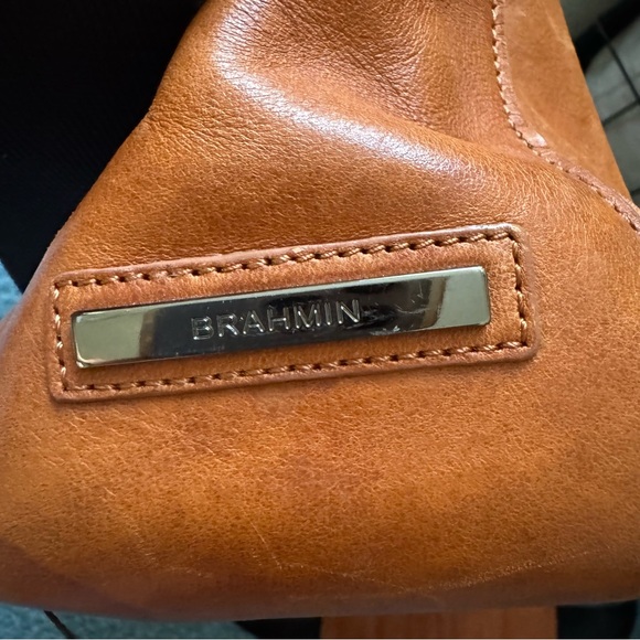 Brahmin Andy Leather Briefcase Bag Cognac Brown - Picture 4 of 8